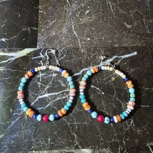 Colorful Beaded Hoop Earrings